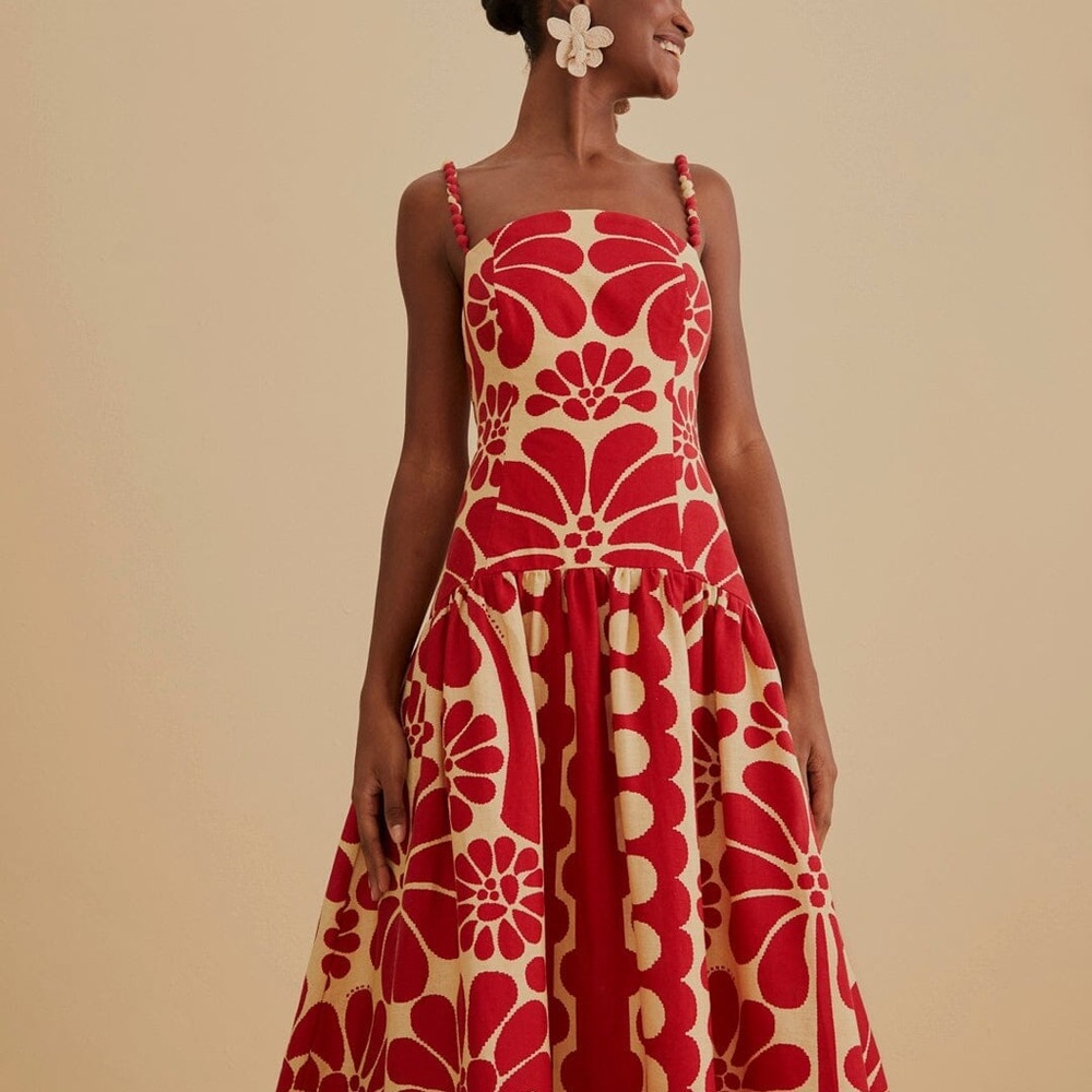 FARM Rio Palermo Red Midi Dress